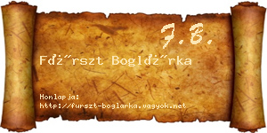 Fürszt Boglárka névjegykártya