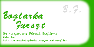 boglarka furszt business card
